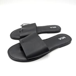 Mia Valentina Flat Sandal Open Round Toe Women's Black Size US8M EU38.5